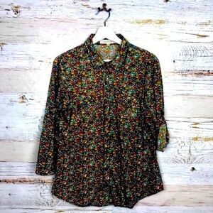 Anthropologie Eden Olivia Top Button Down Floral Women's size Medium Utility